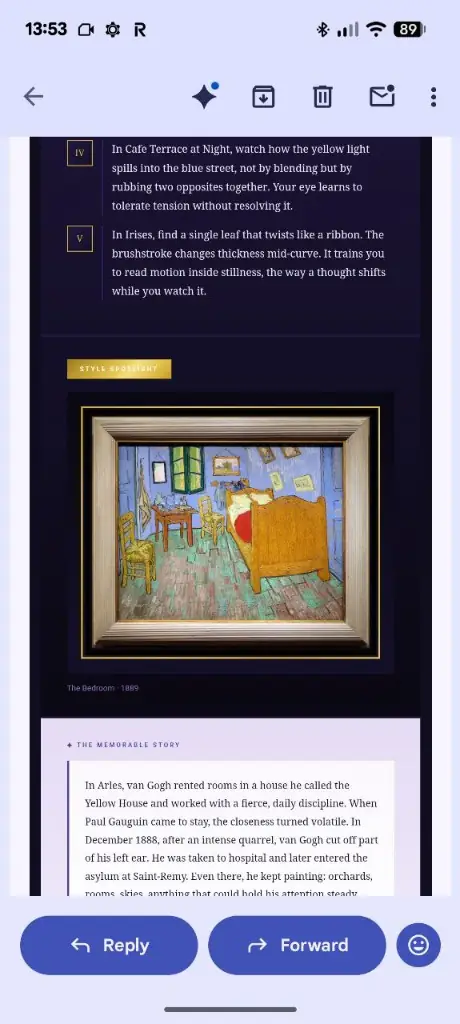 Daily Sublime phone view - Van Gogh The Bedroom