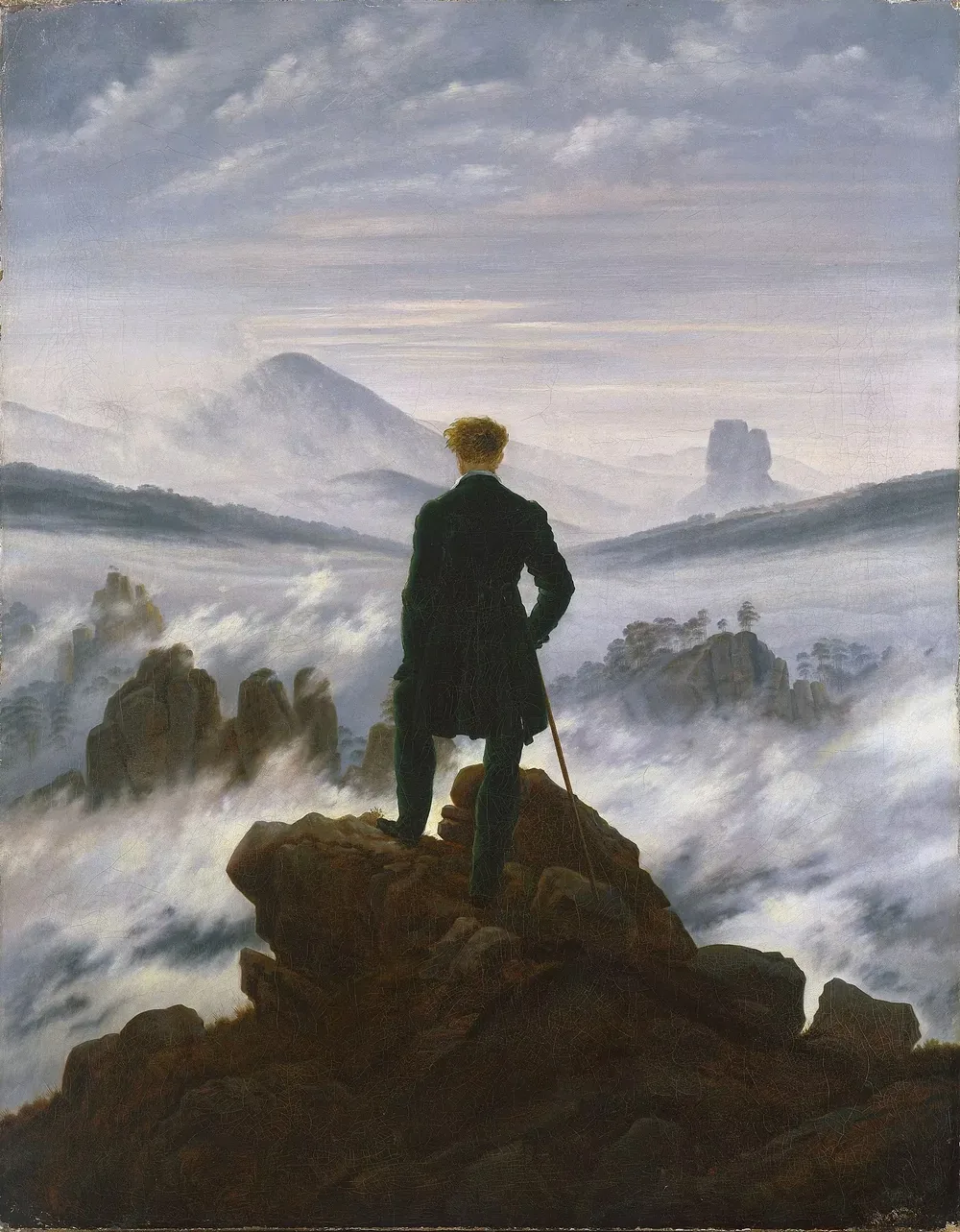 Wanderer Above the Sea of Fog by Caspar David Friedrich - contemplative observation