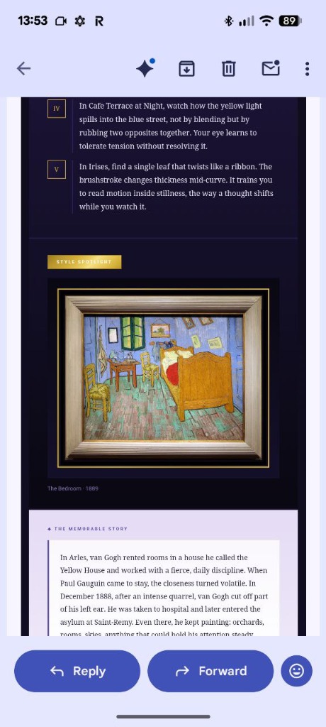 Daily Sublime phone view - Van Gogh The Bedroom